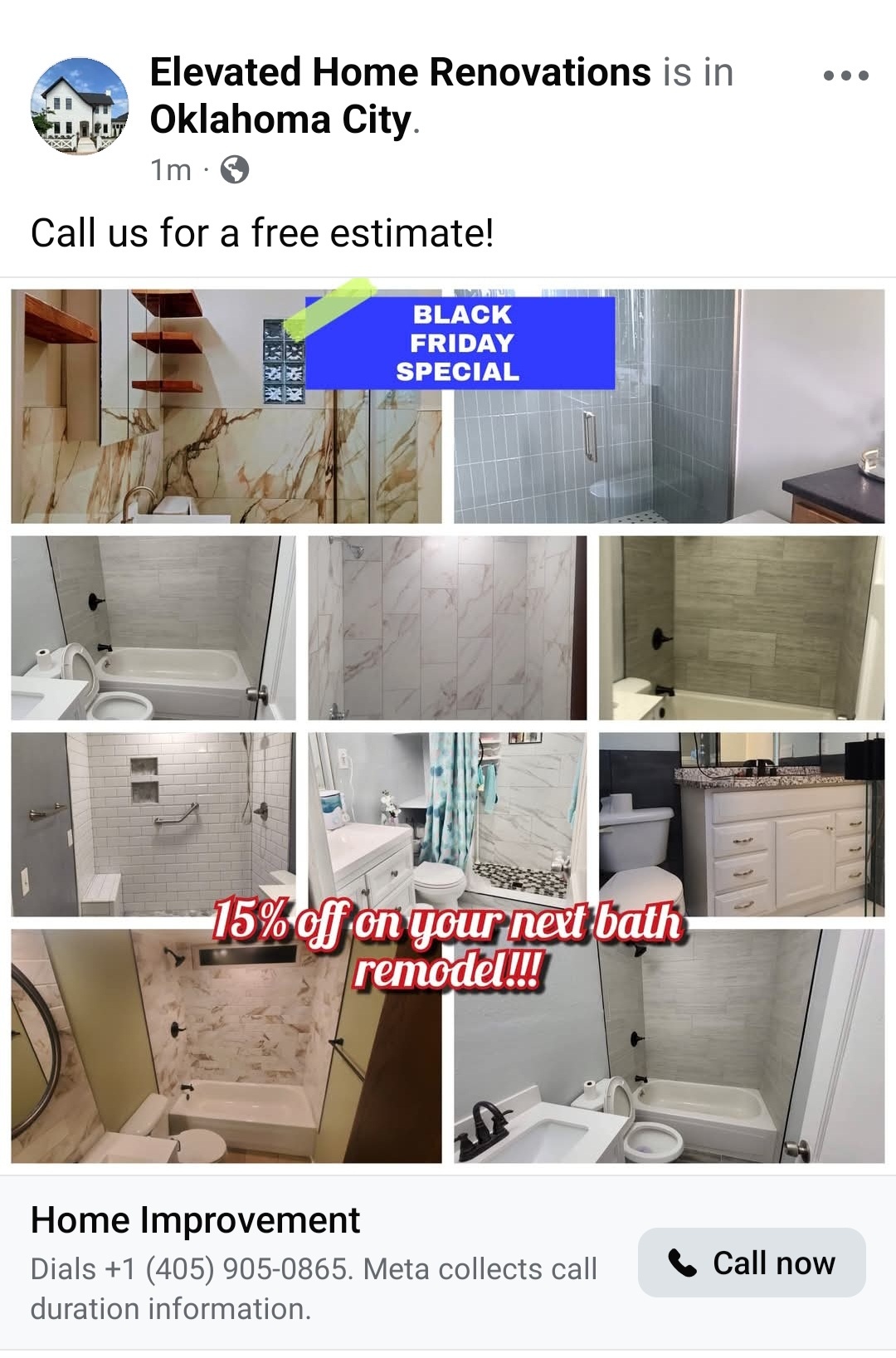 We are offering 15% off on all bath transformations